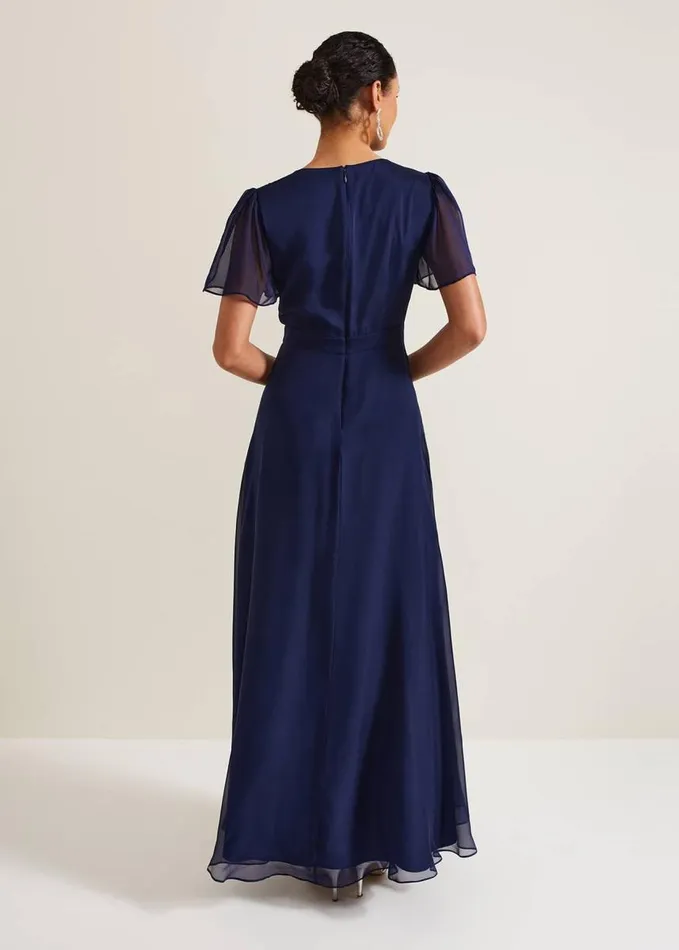 Phase Eight Arwen Silk Maxi Dress Navy Women Dresses