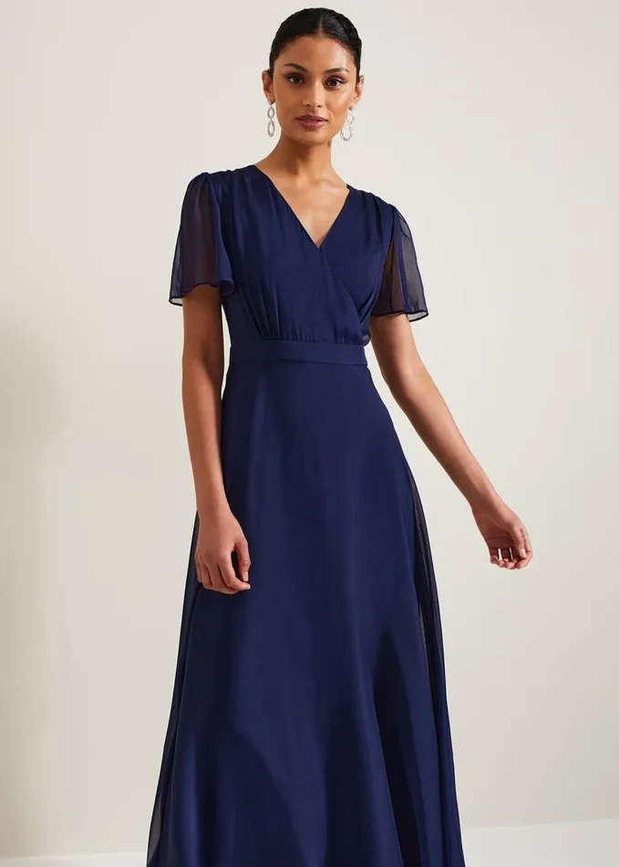 Phase Eight Arwen Silk Maxi Dress Navy Women Dresses