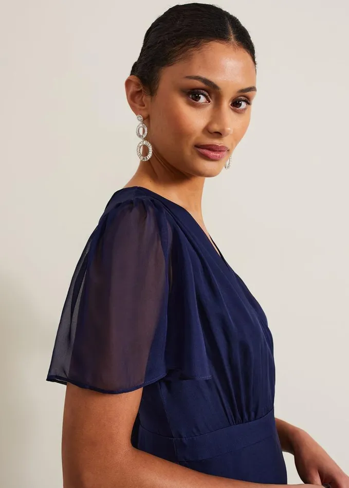 Phase Eight Arwen Silk Maxi Dress Navy Women Dresses