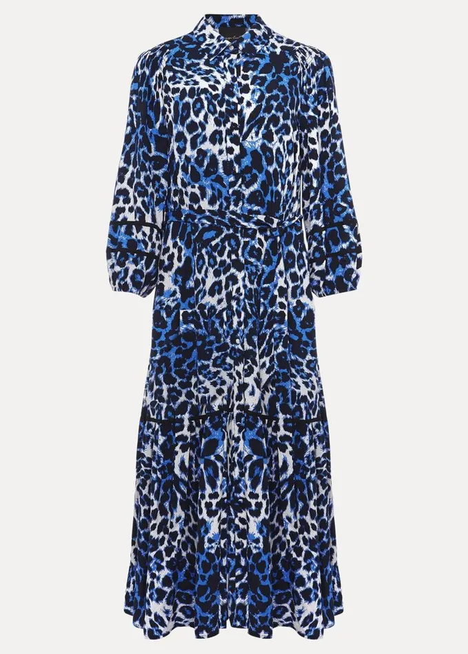 Phase Eight Ava Leopard Midaxi Dress Blueivory Women Dresses