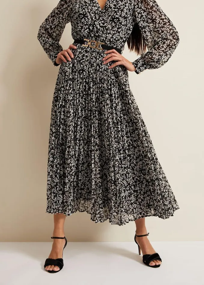 Phase Eight Ayana Spot Pleat Midaxi Dress Multicoloured Women Dresses