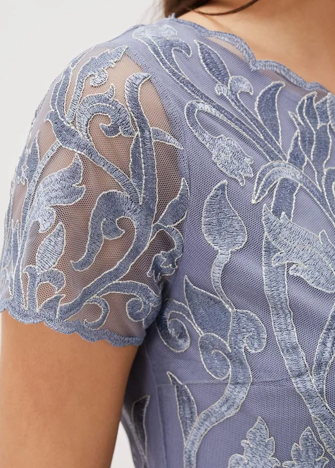 Phase Eight Bea Embroidered Dress Arctic Blue Women Dresses