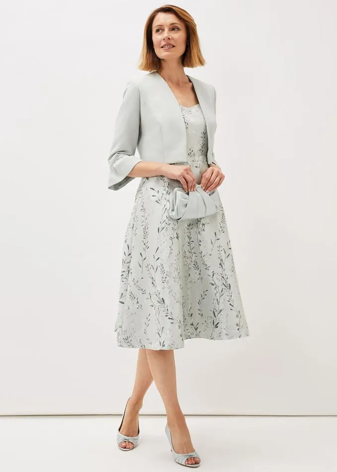 Phase Eight Becka Floral Jacquard Fit And Flare Dress Eau De Nil Women Dresses