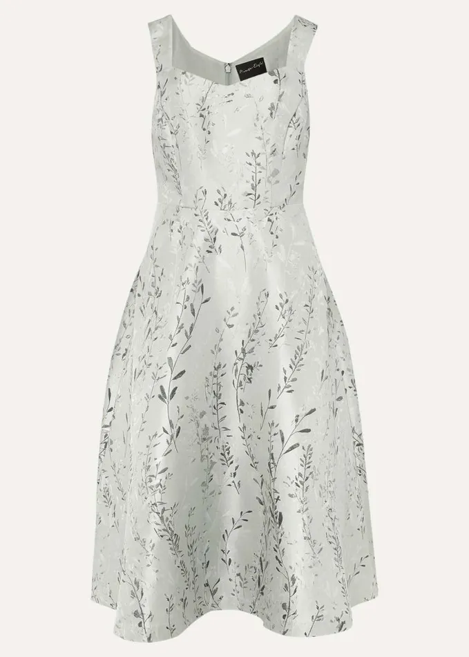 Phase Eight Becka Floral Jacquard Fit And Flare Dress Eau De Nil Women Dresses