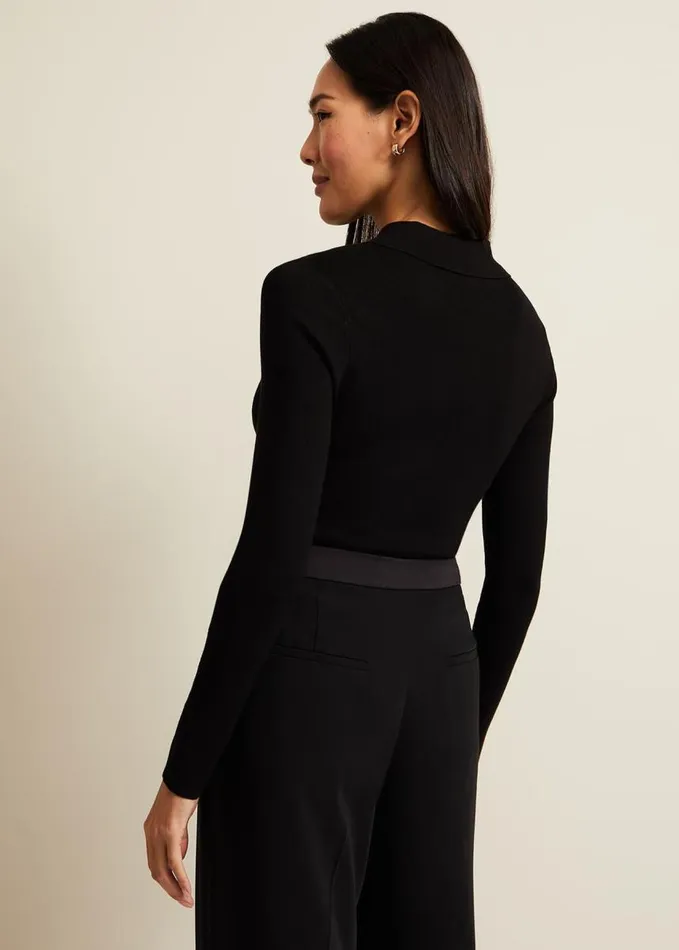 Phase Eight Becki Cut Out Collar Jumper Black Women Knitwear