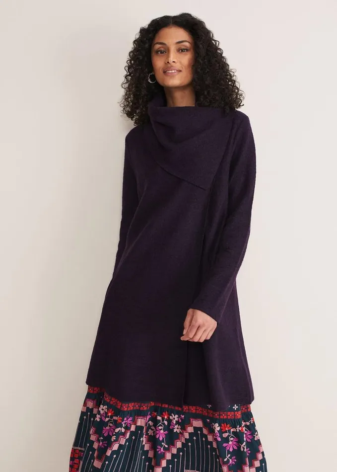 Phase Eight Bellona Knit Coat Blackcurrant Women Knitwear