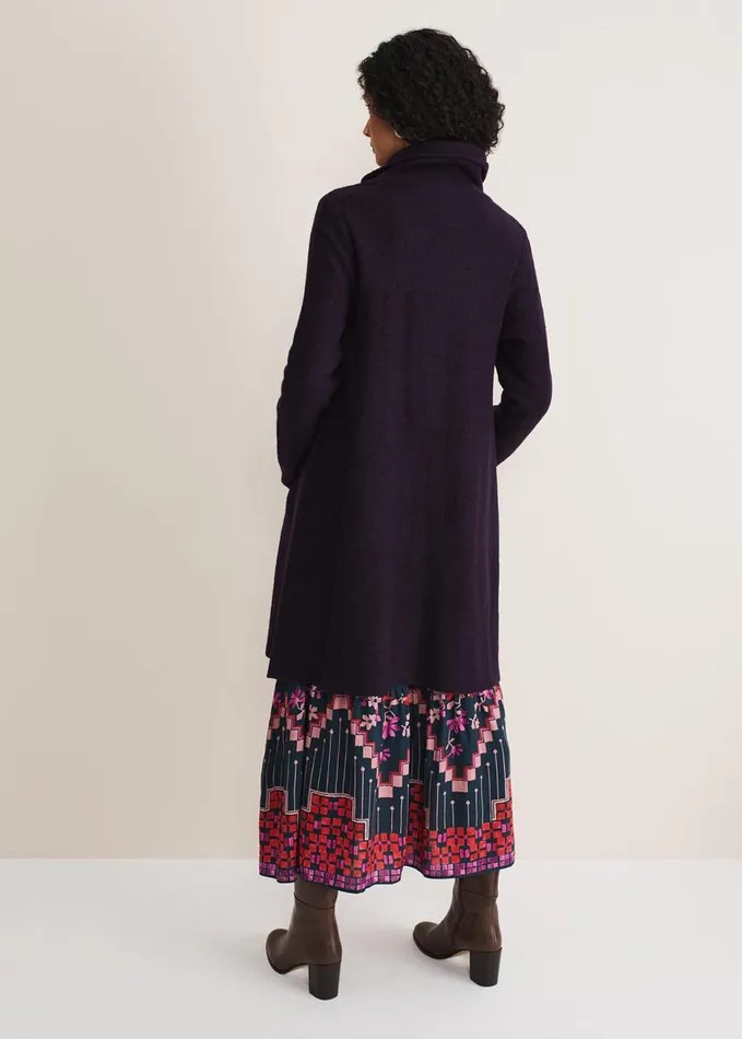 Phase Eight Bellona Knit Coat Blackcurrant Women Knitwear