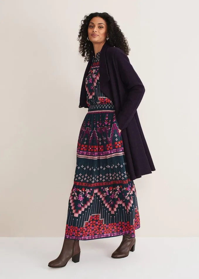 Phase Eight Bellona Knit Coat Blackcurrant Women Knitwear