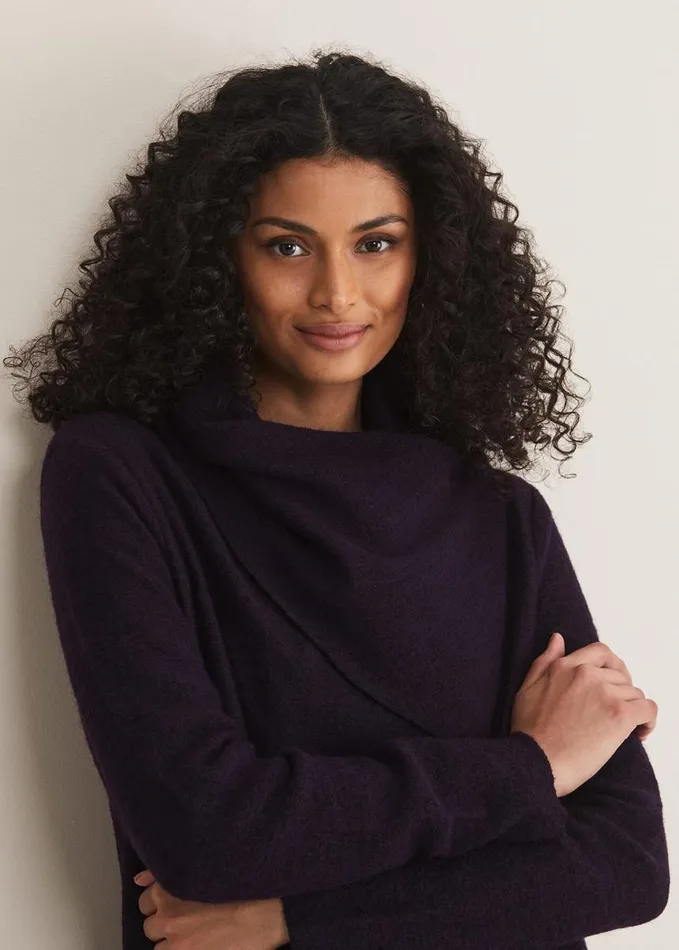 Phase Eight Bellona Knit Coat Blackcurrant Women Knitwear
