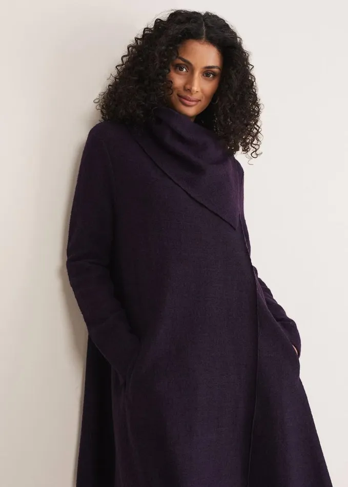 Phase Eight Bellona Knit Coat Blackcurrant Women Knitwear