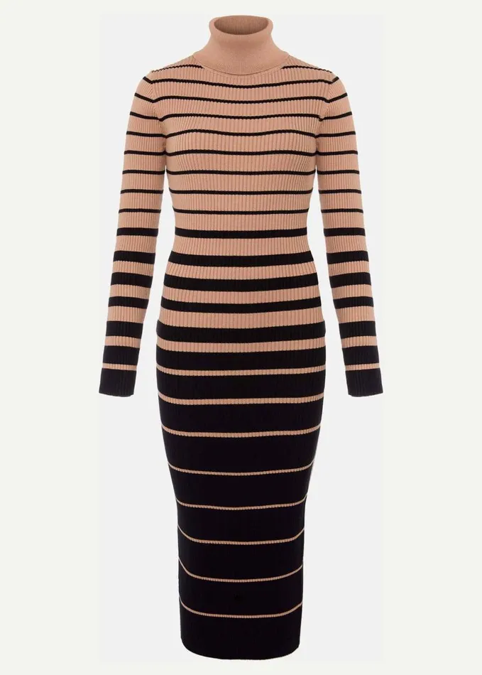 Phase Eight Bettie Ombre Colourblock Ribbed Dress Camelblack Women Dresses