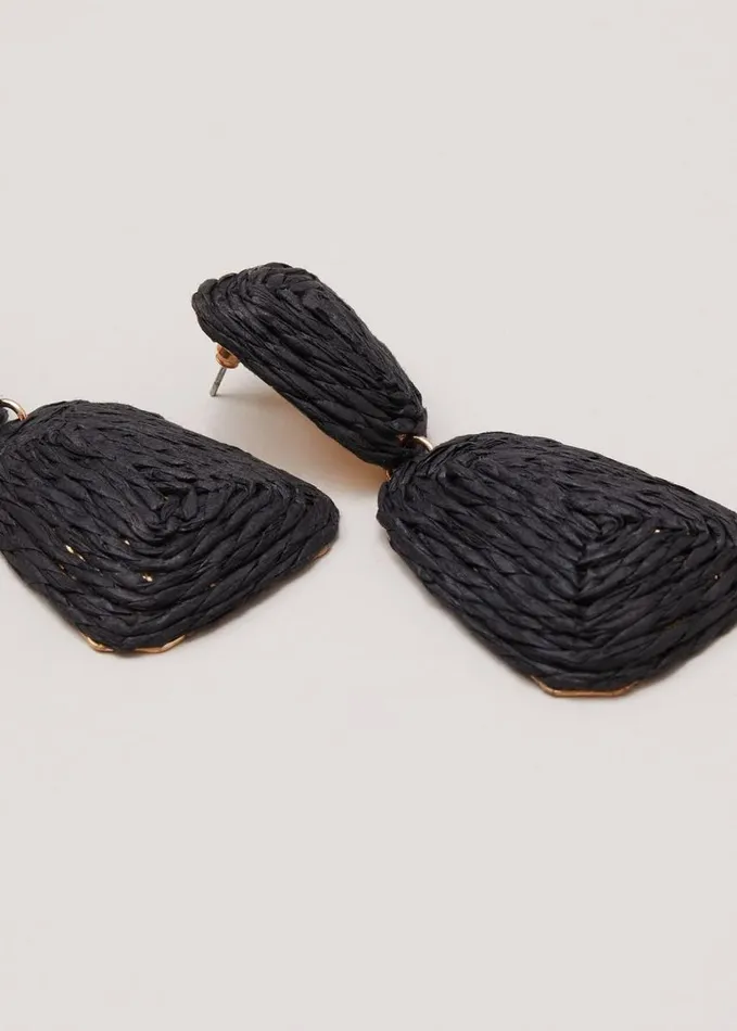 Phase Eight Black Raffia Square Drop Earrings Black Women Jewellery