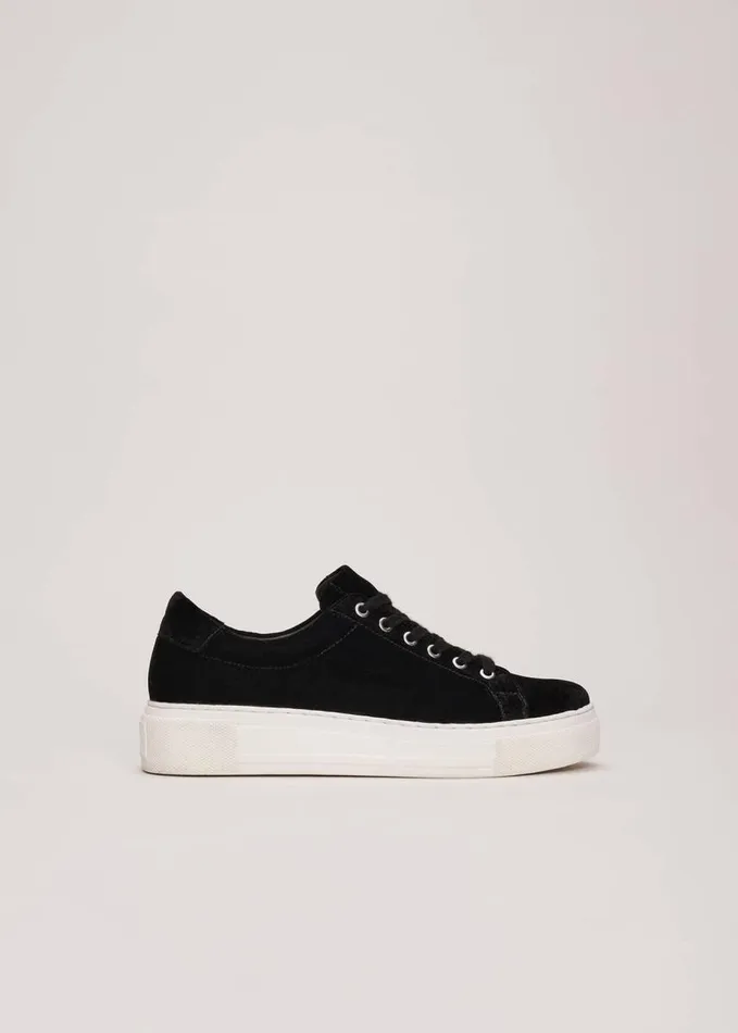 Phase Eight Black Velvet Trainers Black Women Flats