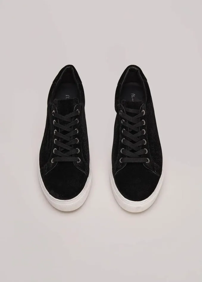 Phase Eight Black Velvet Trainers Black Women Flats