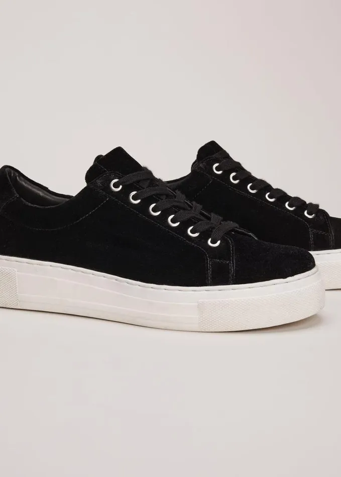 Phase Eight Black Velvet Trainers Black Women Flats