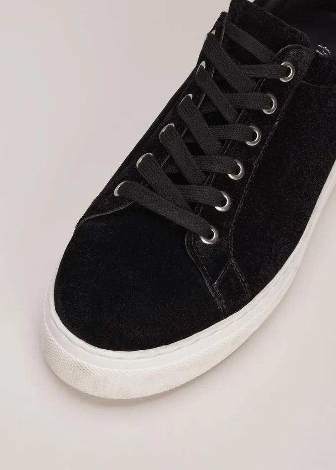 Phase Eight Black Velvet Trainers Black Women Flats