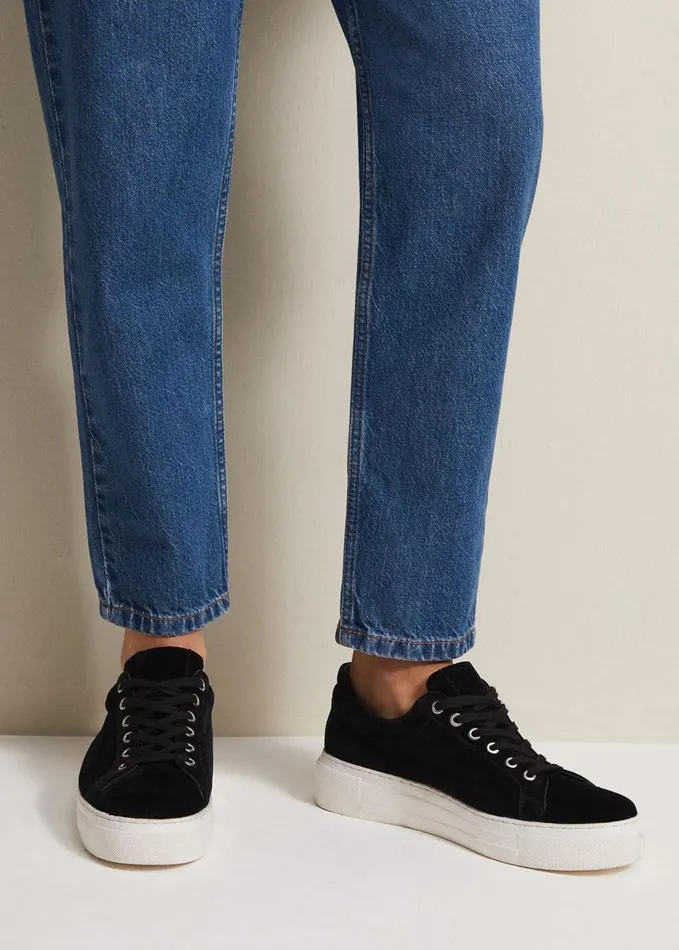 Phase Eight Black Velvet Trainers Black Women Flats