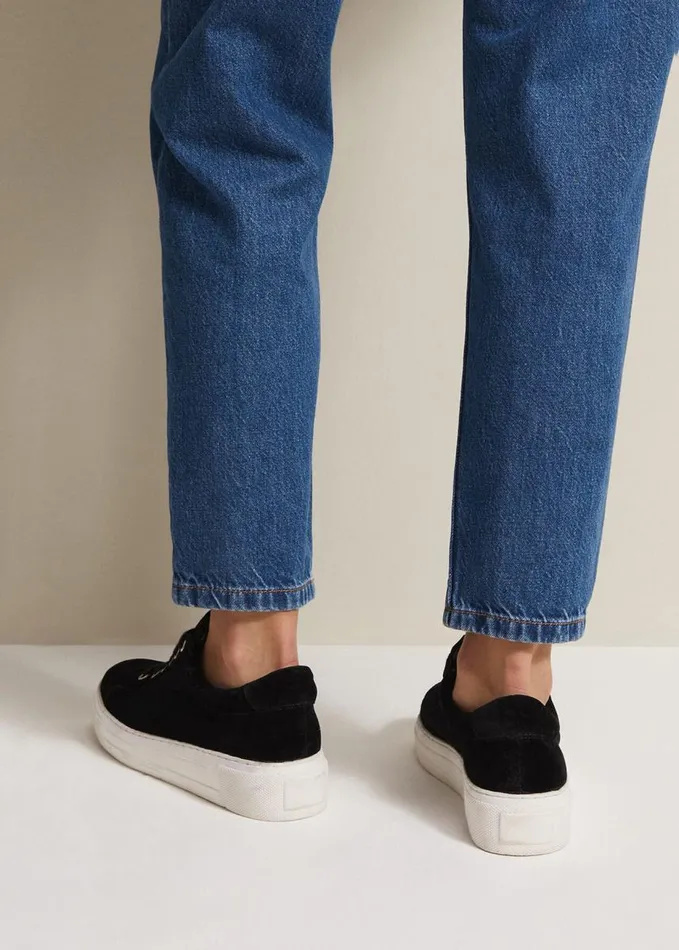 Phase Eight Black Velvet Trainers Black Women Flats