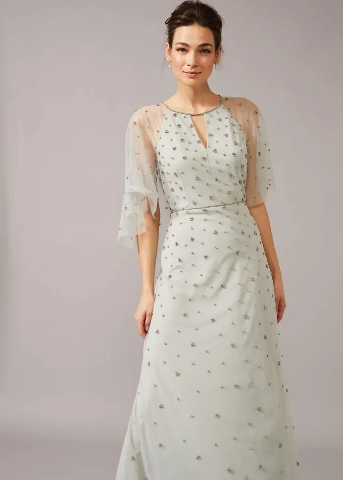 Phase Eight Blanca Sparkle Tulle Dress Duck Egg Women Dresses