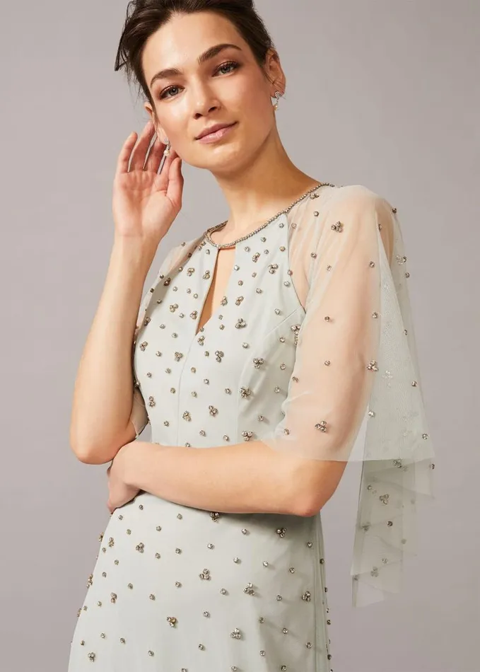 Phase Eight Blanca Sparkle Tulle Dress Duck Egg Women Dresses