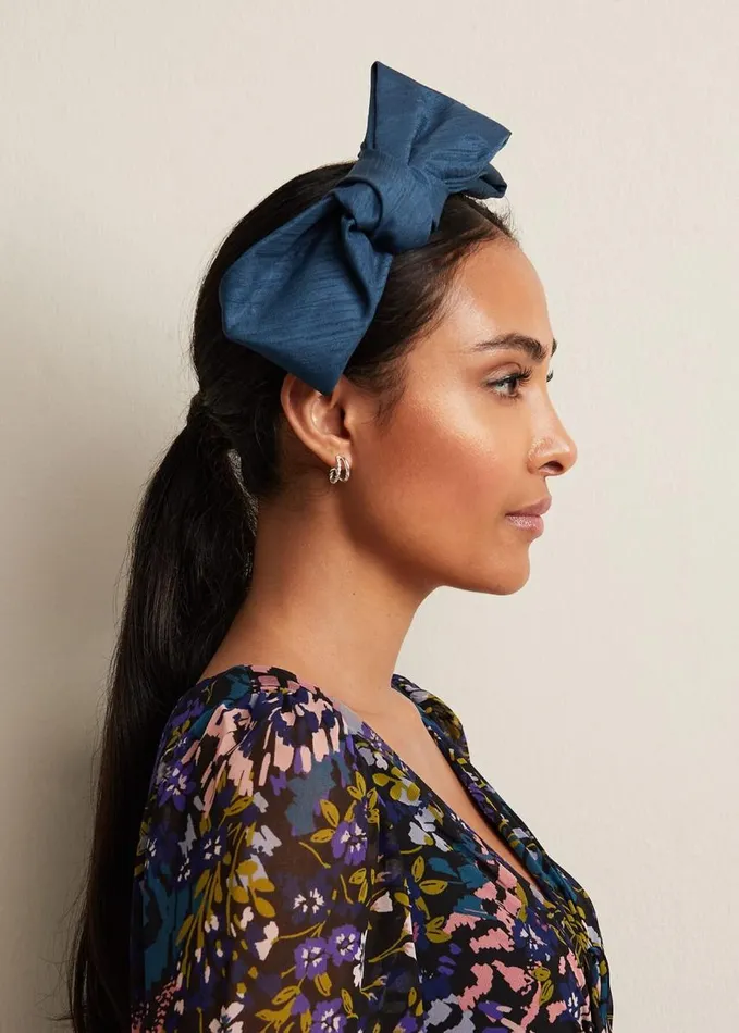 Phase Eight Blue Silk Bow Headband Teal Women Fascinators and Hats