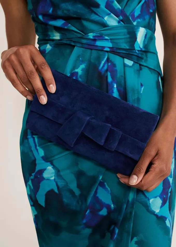 Phase Eight Bow Front Clutch Bag Deep Ocean Women Bags and Clutches