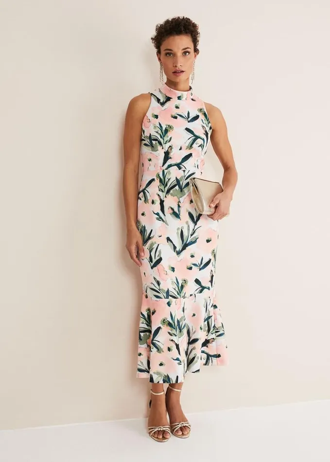 Phase Eight Braelyn Peplum Scuba Dress Multicoloured Women Dresses