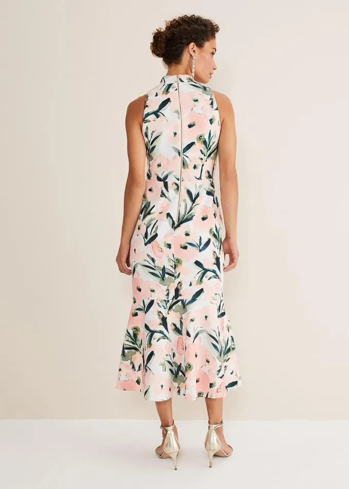 Phase Eight Braelyn Peplum Scuba Dress Multicoloured Women Dresses