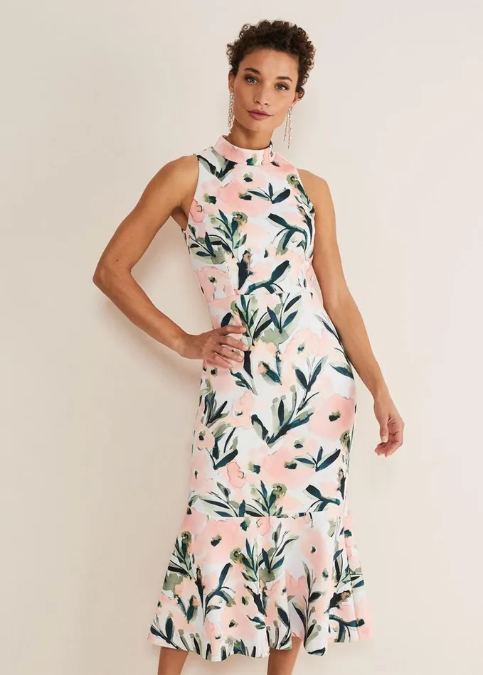 Phase Eight Braelyn Peplum Scuba Dress Multicoloured Women Dresses