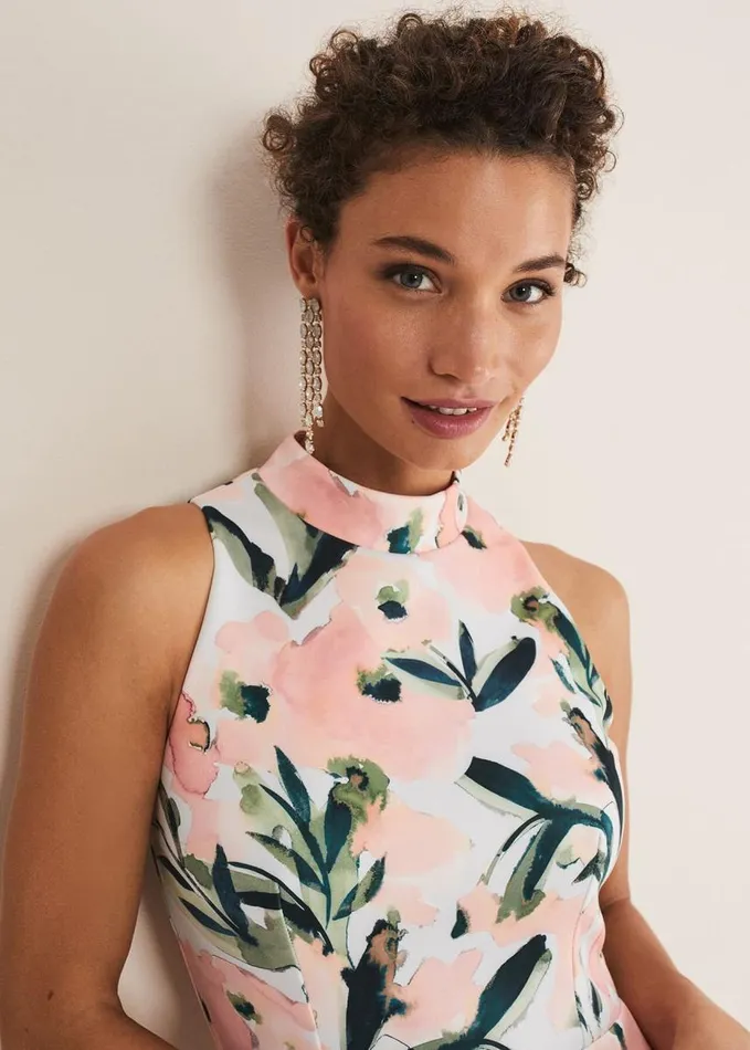Phase Eight Braelyn Peplum Scuba Dress Multicoloured Women Dresses