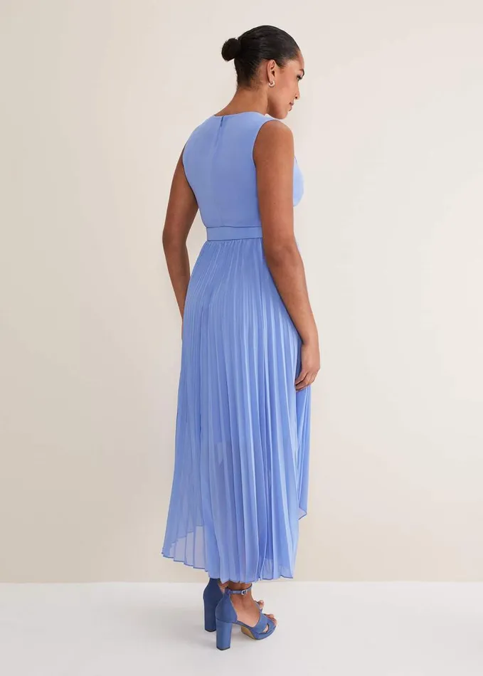 Phase Eight Brianna Pleated Midaxi Dress Cornflower Women Dresses