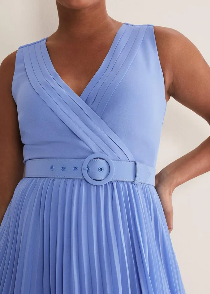 Phase Eight Brianna Pleated Midaxi Dress Cornflower Women Dresses