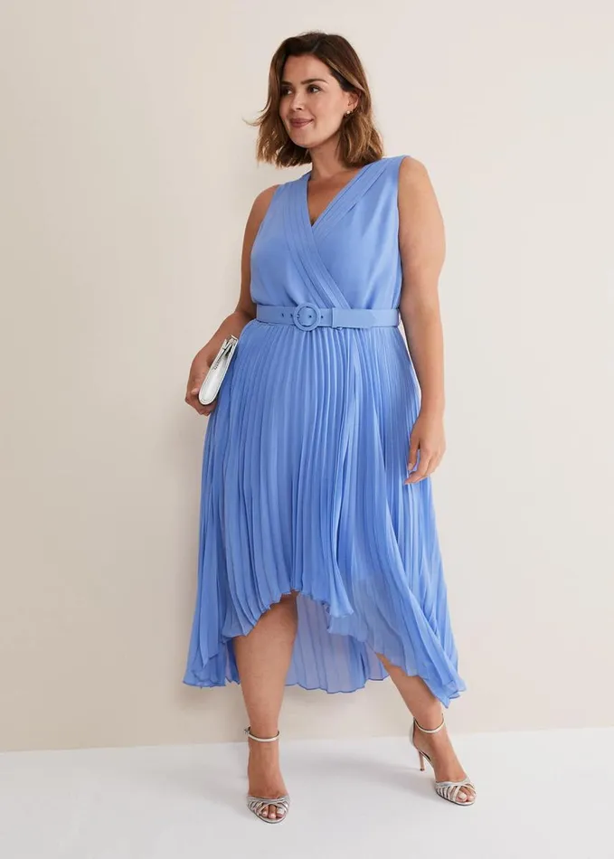 Phase Eight Brianna Pleated Midaxi Dress Cornflower Women Dresses