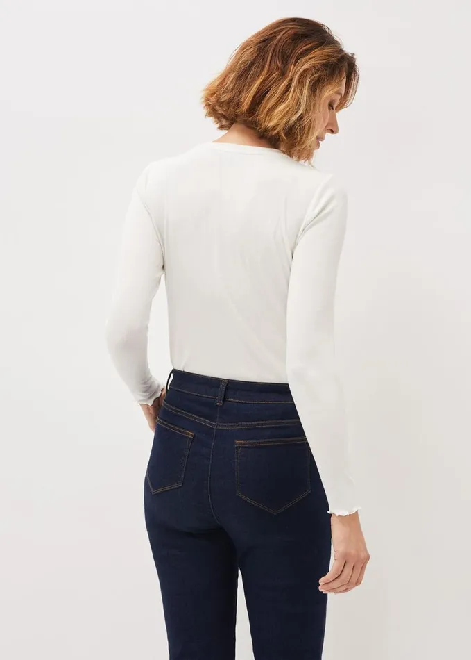 Phase Eight Cally Ribbed Jersey Top Ivory Women Tops and TShirts