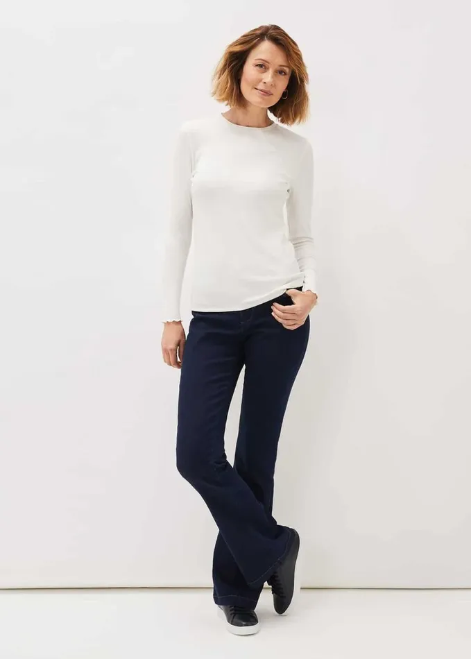 Phase Eight Cally Ribbed Jersey Top Ivory Women Tops and TShirts