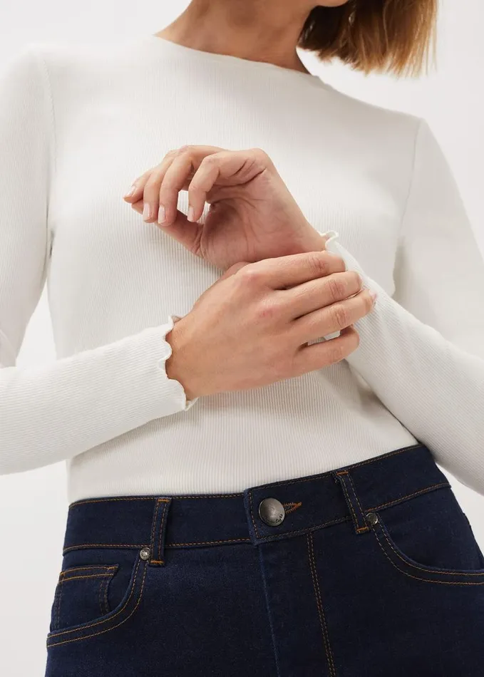 Phase Eight Cally Ribbed Jersey Top Ivory Women Tops and TShirts