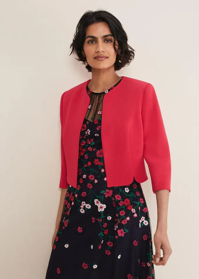 Phase Eight Cara Textured Jacket Raspberry Women Jackets
