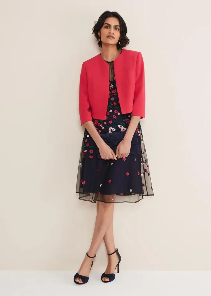 Phase Eight Cara Textured Jacket Raspberry Women Jackets
