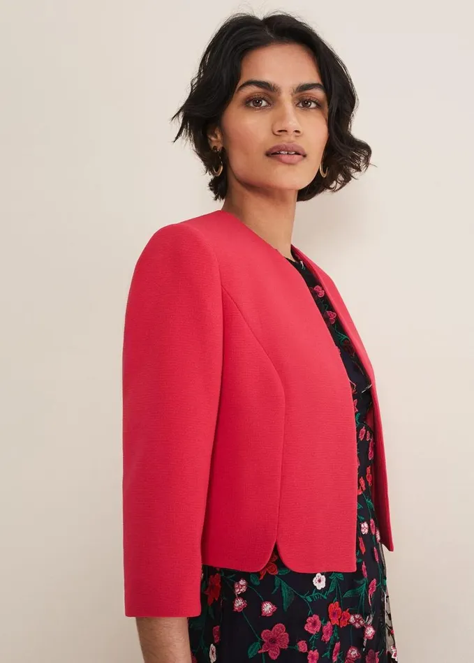 Phase Eight Cara Textured Jacket Raspberry Women Jackets