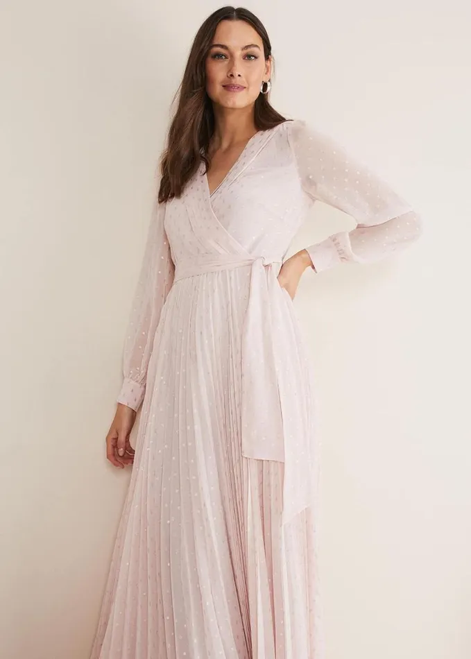 Phase Eight Carmen Fil Coupe Maxi Dress Antique Rose Women Dresses