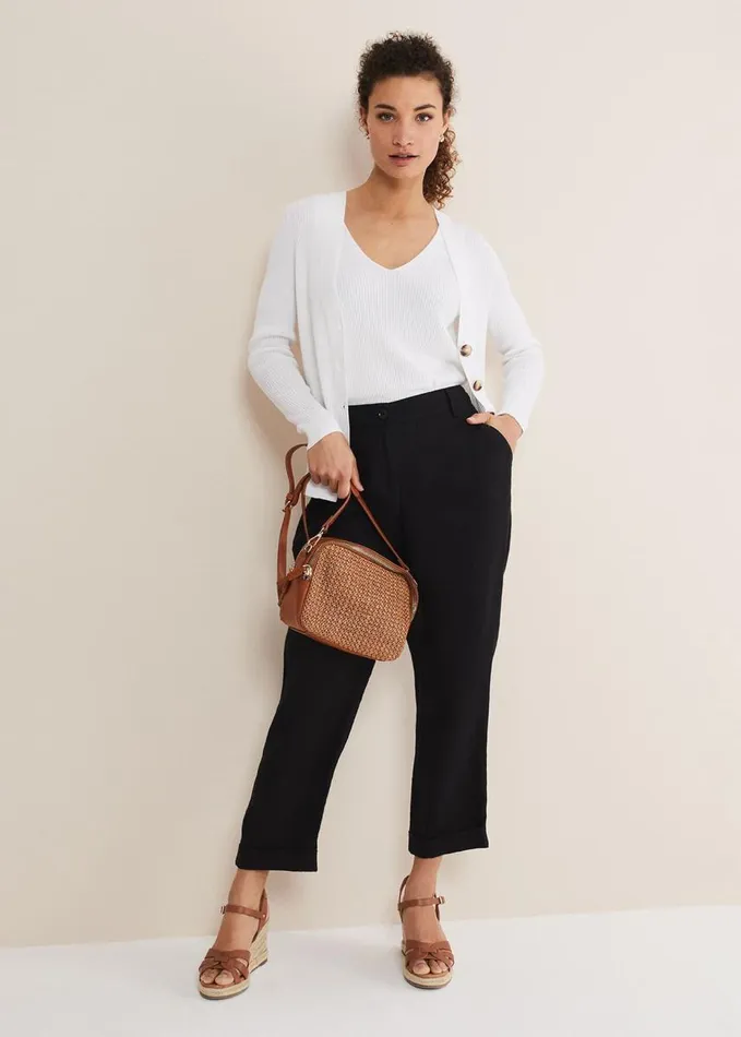 Phase Eight Caryl Ribbed Cardigan White Women Knitwear