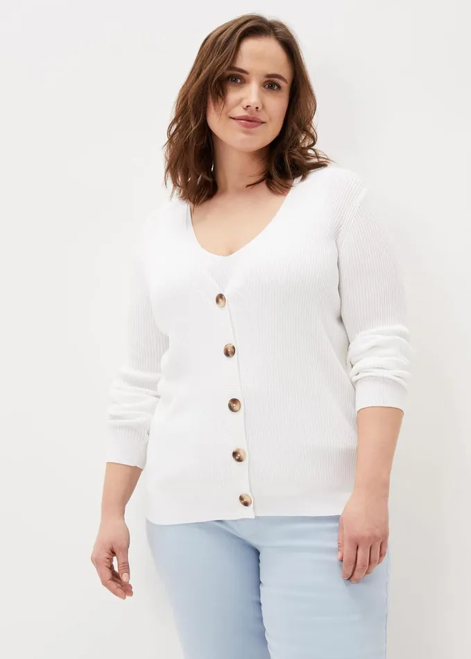 Phase Eight Caryl Ribbed Cardigan White Women Knitwear