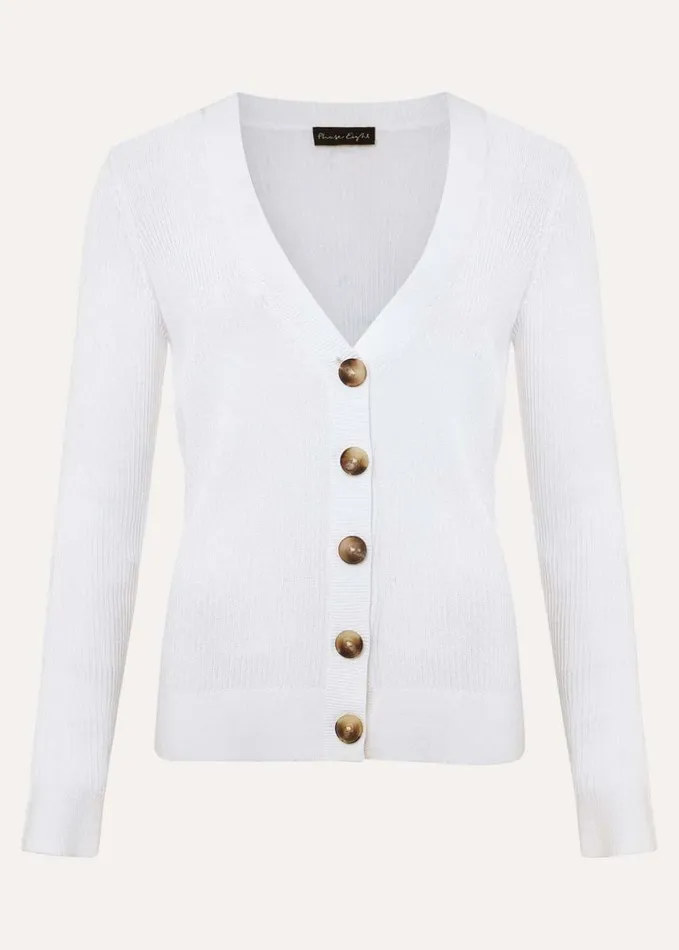 Phase Eight Caryl Ribbed Cardigan White Women Knitwear