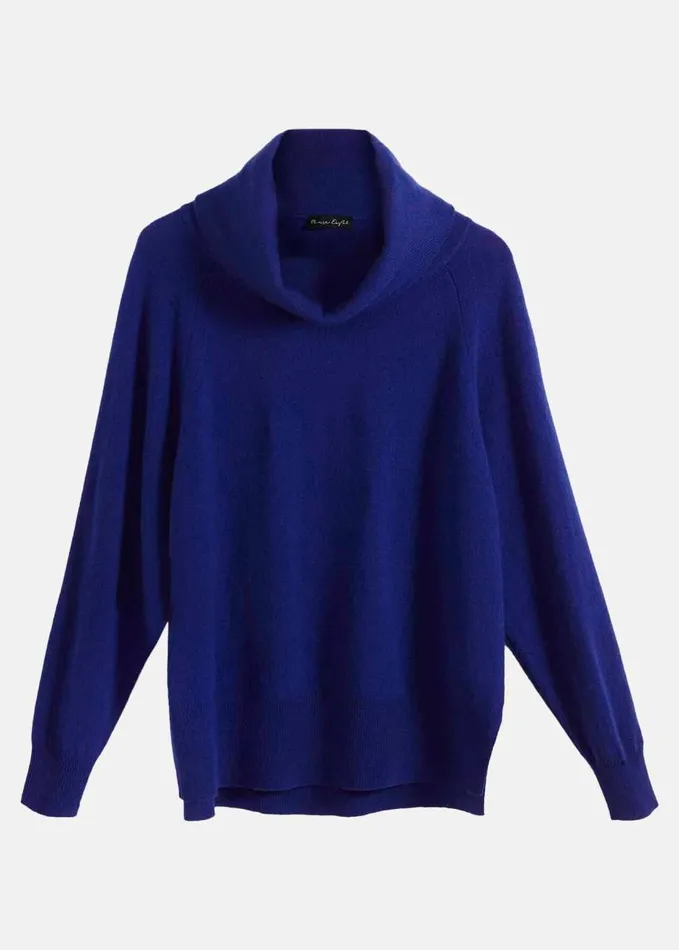 Phase Eight Cashmere Cowl Neck Jumper Blue Women Knitwear