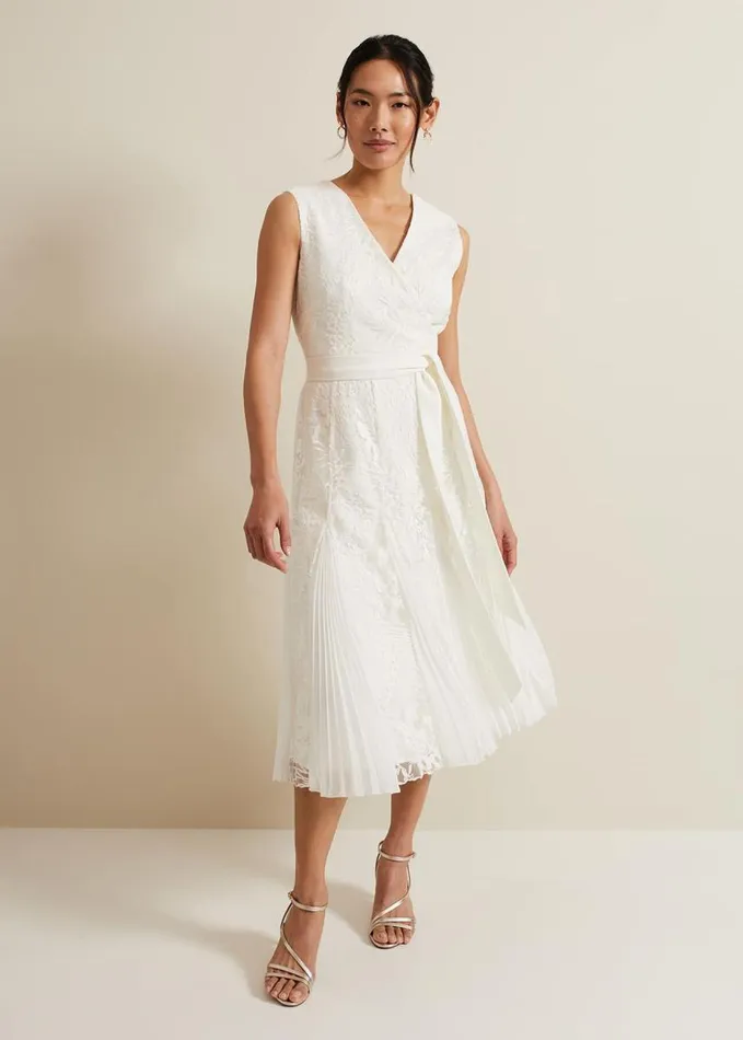 Phase Eight Caterina Embroidered Flared Wedding Dress Pale Cream Women Dresses