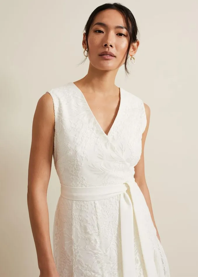 Phase Eight Caterina Embroidered Flared Wedding Dress Pale Cream Women Dresses