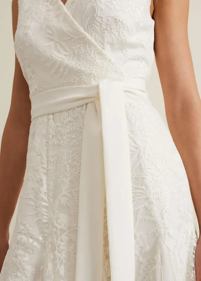 Phase Eight Caterina Embroidered Flared Wedding Dress Pale Cream Women Dresses