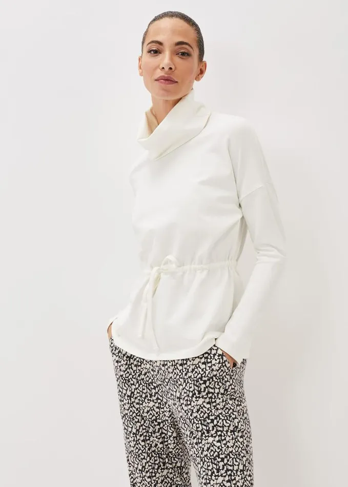Phase Eight Cathi Ruched Waist Funnel Neck Sweatshirt Ivory Women Tops and TShirts