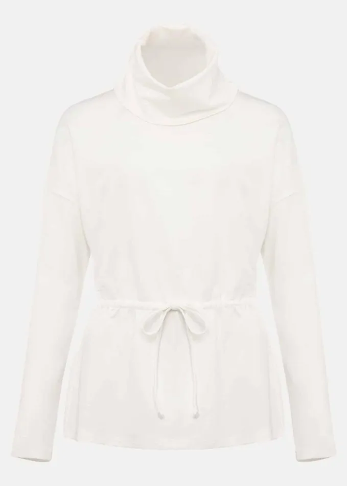 Phase Eight Cathi Ruched Waist Funnel Neck Sweatshirt Ivory Women Tops and TShirts