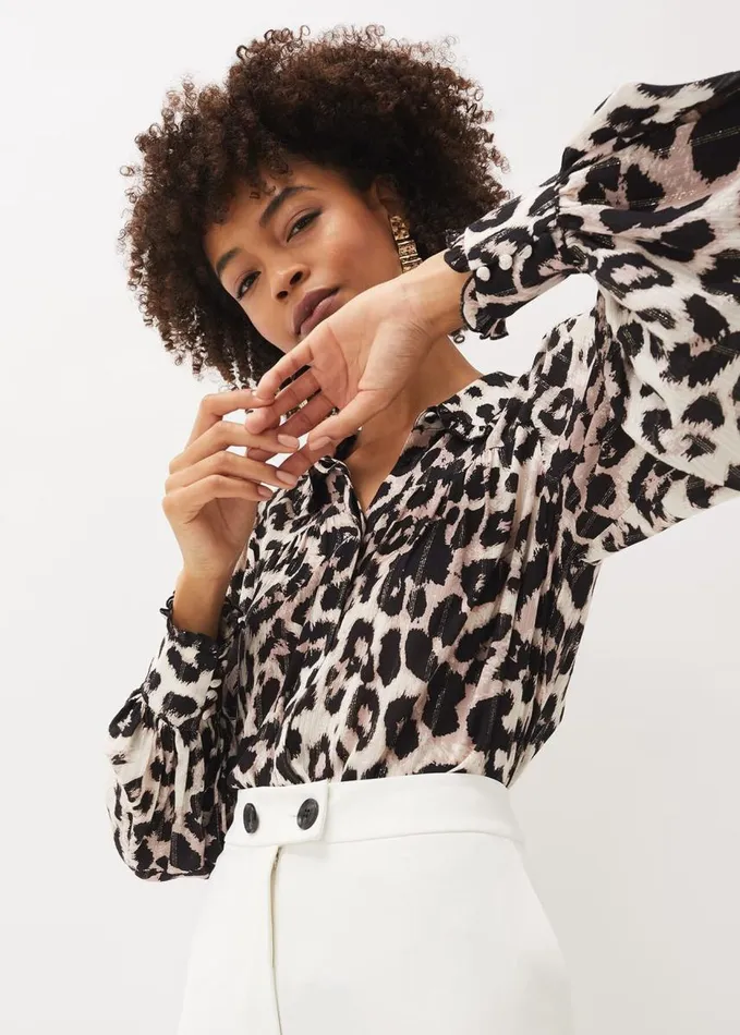 Phase Eight Chelsie Leopard Print Blouse Multicoloured Women Shirts and Blouses